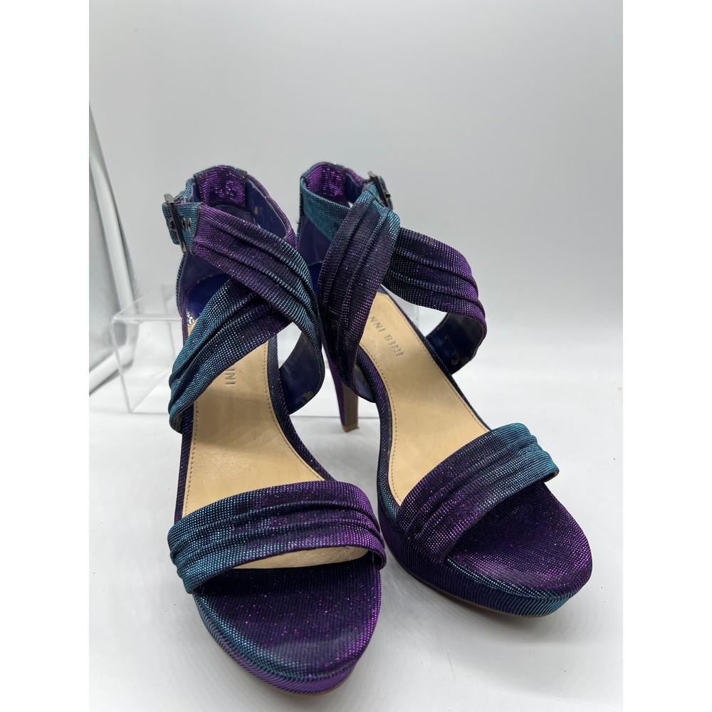 9 M Gianni Bini purple Glitter Strap Sandal 4” High Heel Open Toe Platform Sling